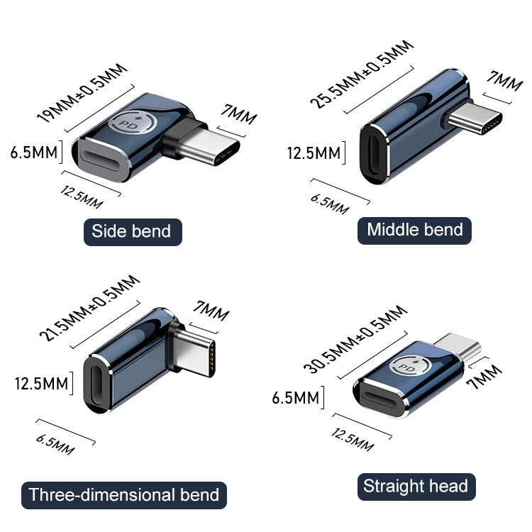 8 Pin to USB-C / Type-C Male Adapter Supports Charging & Data Transmission, Side Bend, Middle Bend, 3D Bend, Straight