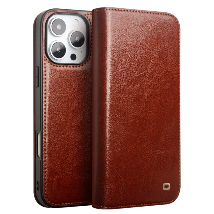QIALINO Classic Genuine Leather Phone Case, For iPhone 16e, For iPhone 16 Pro Max, For iPhone 16 Pro, For iPhone 16 Plus, For iPhone 16, For iPhone 15 Pro Max, For iPhone 15 Pro, For iPhone 15 Plus, For iPhone 15