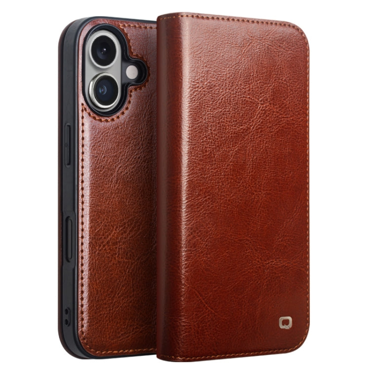 QIALINO Classic Genuine Leather Phone Case, For iPhone 16e, For iPhone 16 Pro Max, For iPhone 16 Pro, For iPhone 16 Plus, For iPhone 16, For iPhone 15 Pro Max, For iPhone 15 Pro, For iPhone 15 Plus, For iPhone 15