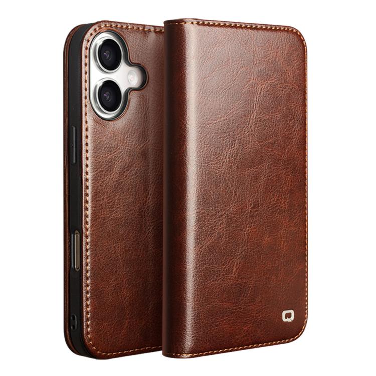 QIALINO Classic Genuine Leather Phone Case, For iPhone 16e, For iPhone 16 Pro Max, For iPhone 16 Pro, For iPhone 16 Plus, For iPhone 16, For iPhone 15 Pro Max, For iPhone 15 Pro, For iPhone 15 Plus, For iPhone 15