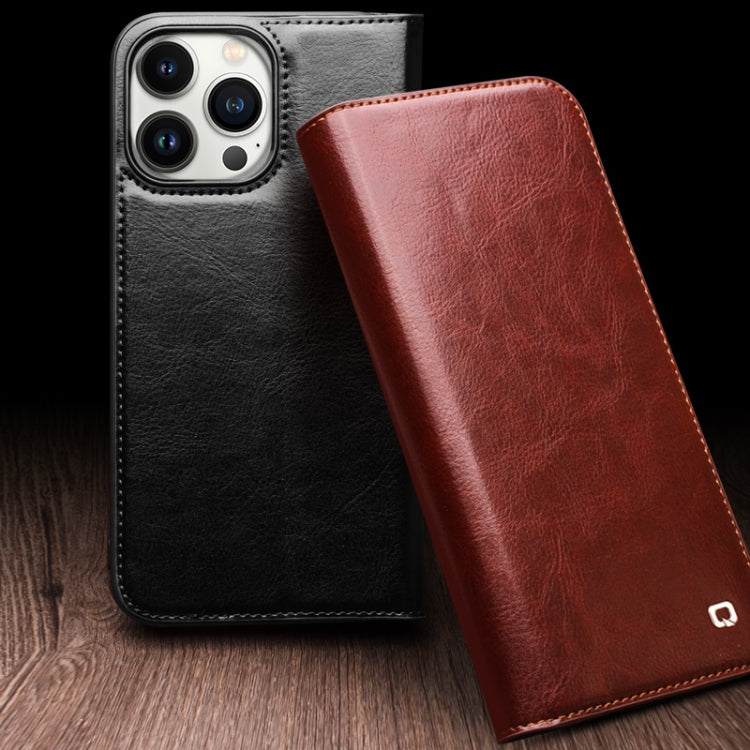 QIALINO Classic Genuine Leather Phone Case, For iPhone 16e, For iPhone 16 Pro Max, For iPhone 16 Pro, For iPhone 16 Plus, For iPhone 16, For iPhone 15 Pro Max, For iPhone 15 Pro, For iPhone 15 Plus, For iPhone 15