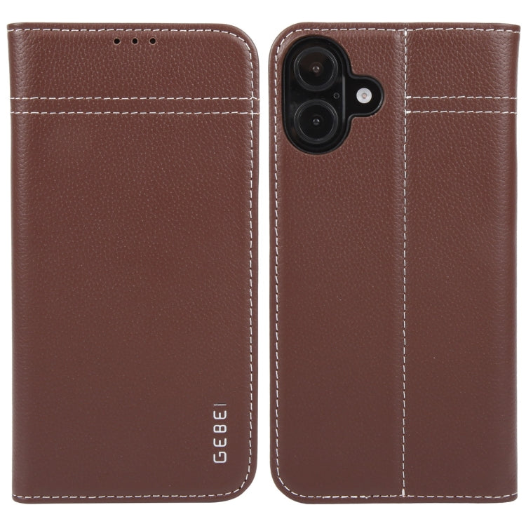 GEBEI Top-grain Horizontal Flip Leather Phone Case, For iPhone 15 Pro, For iPhone 15 Plus, For iPhone 15
