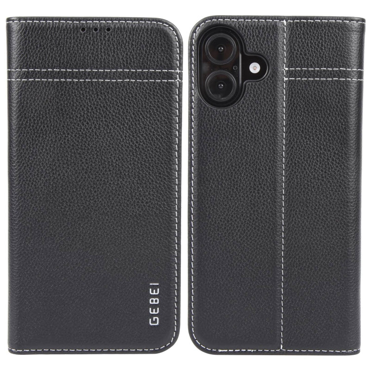 GEBEI Top-grain Horizontal Flip Leather Phone Case, For iPhone 15 Pro, For iPhone 15 Plus, For iPhone 15