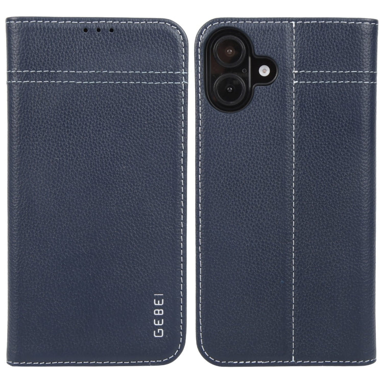GEBEI Top-grain Horizontal Flip Leather Phone Case, For iPhone 15 Pro, For iPhone 15 Plus, For iPhone 15