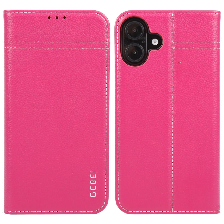 GEBEI Top-grain Horizontal Flip Leather Phone Case, For iPhone 15 Pro, For iPhone 15 Plus, For iPhone 15