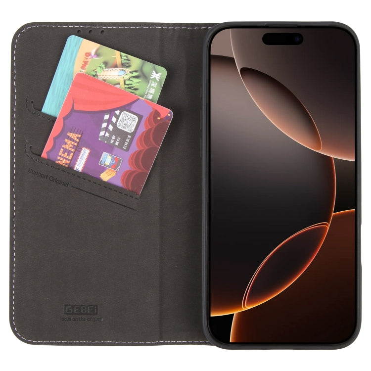 GEBEI Top-grain Horizontal Flip Leather Phone Case, For iPhone 15 Pro, For iPhone 15 Plus, For iPhone 15