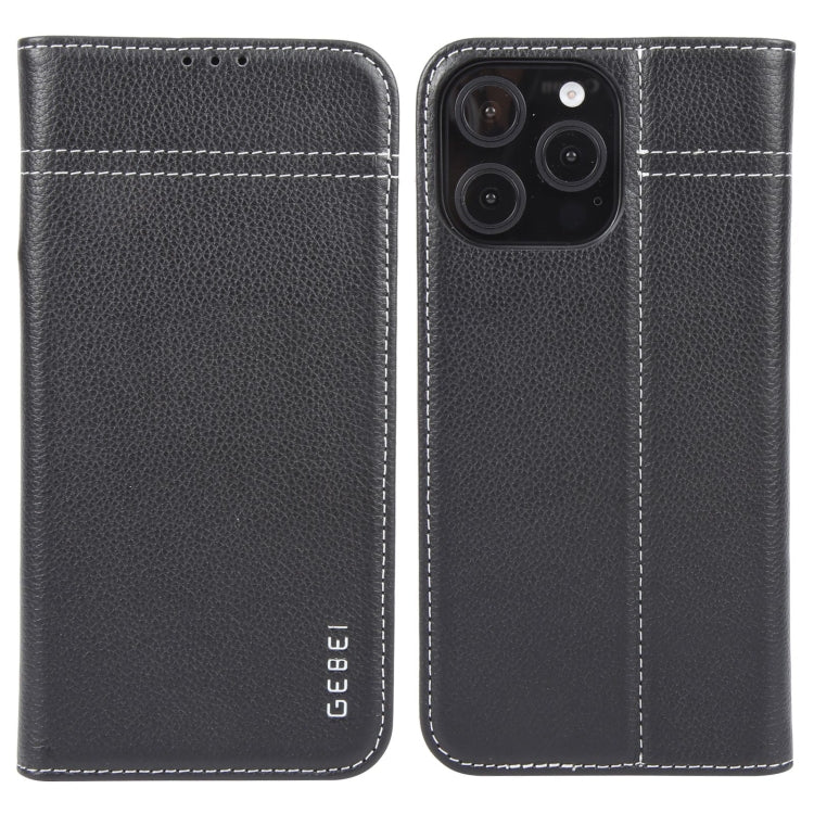 GEBEI Top-grain Horizontal Flip Leather Phone Case, For iPhone 15 Pro, For iPhone 15 Plus, For iPhone 15