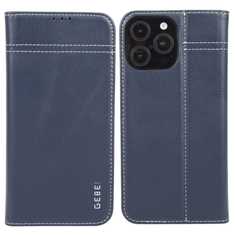GEBEI Top-grain Horizontal Flip Leather Phone Case, For iPhone 15 Pro, For iPhone 15 Plus, For iPhone 15