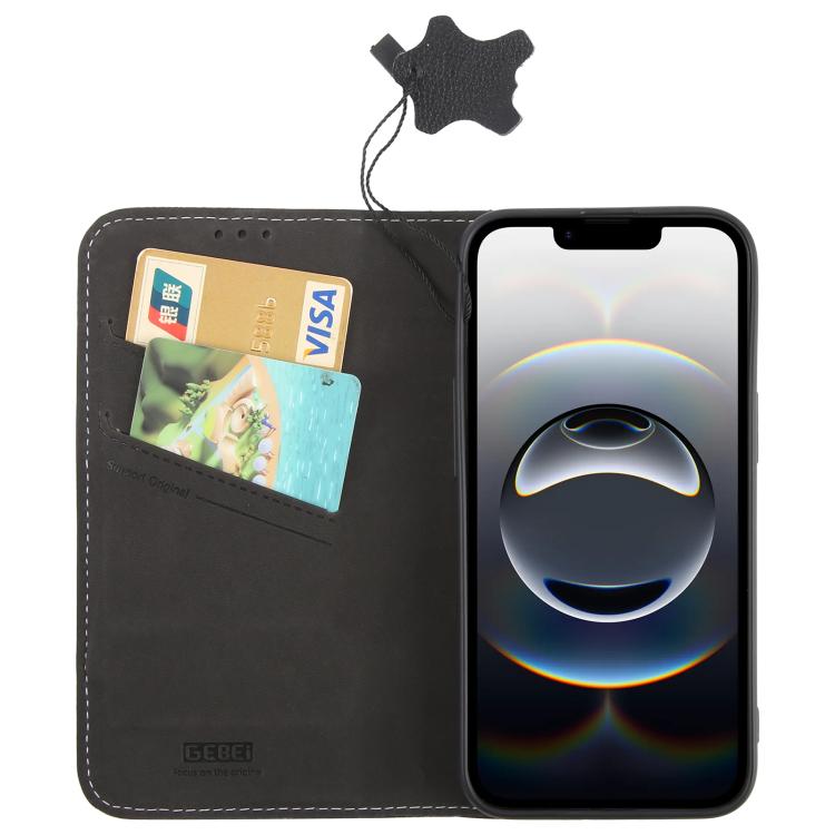 GEBEI Top-grain Horizontal Flip Leather Phone Case, For iPhone 16e, For iPhone 16 Pro Max, For iPhone 16 Pro, For iPhone 16 Plus, For iPhone 16, For iPhone 15 Pro Max