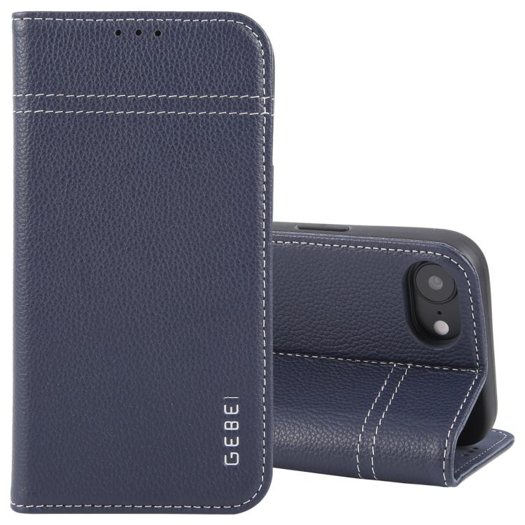 GEBEI Top-grain Horizontal Flip Leather Phone Case, For iPhone 16e, For iPhone 16 Pro Max, For iPhone 16 Pro, For iPhone 16 Plus, For iPhone 16, For iPhone 15 Pro Max