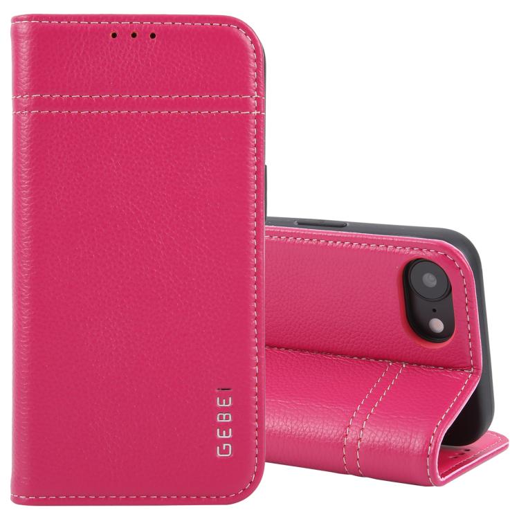 GEBEI Top-grain Horizontal Flip Leather Phone Case, For iPhone 16e, For iPhone 16 Pro Max, For iPhone 16 Pro, For iPhone 16 Plus, For iPhone 16, For iPhone 15 Pro Max