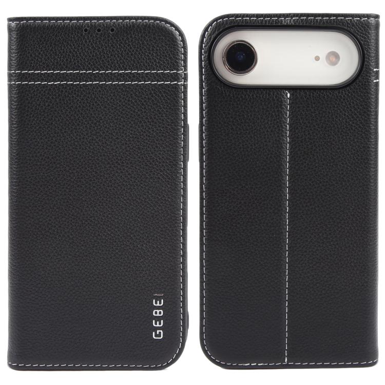 GEBEI Top-grain Horizontal Flip Leather Phone Case, For iPhone 16e, For iPhone 16 Pro Max, For iPhone 16 Pro, For iPhone 16 Plus, For iPhone 16, For iPhone 15 Pro Max