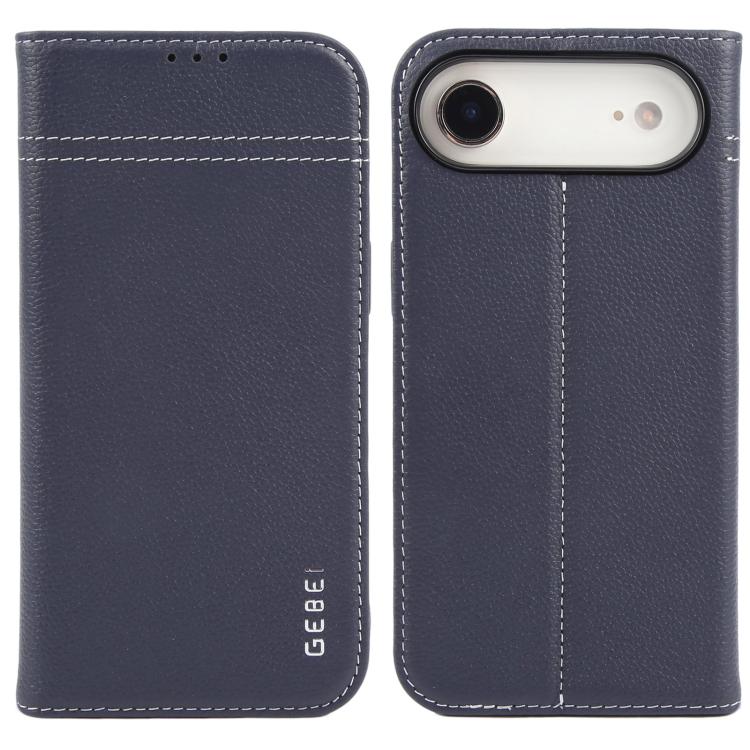 GEBEI Top-grain Horizontal Flip Leather Phone Case, For iPhone 16e, For iPhone 16 Pro Max, For iPhone 16 Pro, For iPhone 16 Plus, For iPhone 16, For iPhone 15 Pro Max