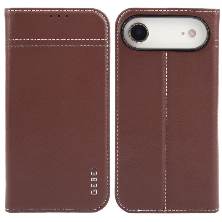 GEBEI Top-grain Horizontal Flip Leather Phone Case, For iPhone 16e, For iPhone 16 Pro Max, For iPhone 16 Pro, For iPhone 16 Plus, For iPhone 16, For iPhone 15 Pro Max