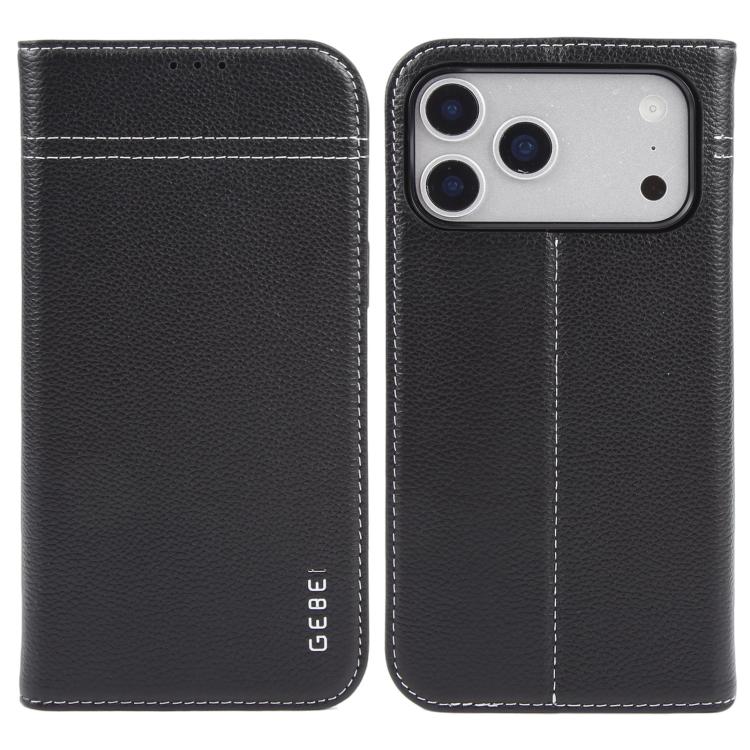 GEBEI Top-grain Horizontal Flip Leather Phone Case, For iPhone 16e, For iPhone 16 Pro Max, For iPhone 16 Pro, For iPhone 16 Plus, For iPhone 16, For iPhone 15 Pro Max