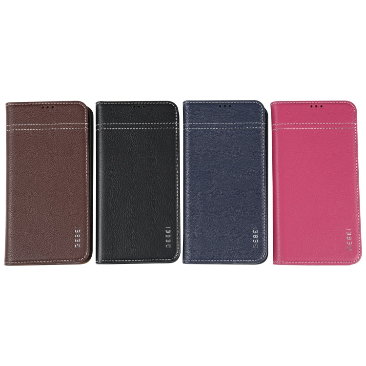 GEBEI Top-grain Horizontal Flip Leather Phone Case, For iPhone 16e, For iPhone 16 Pro Max, For iPhone 16 Pro, For iPhone 16 Plus, For iPhone 16, For iPhone 15 Pro Max