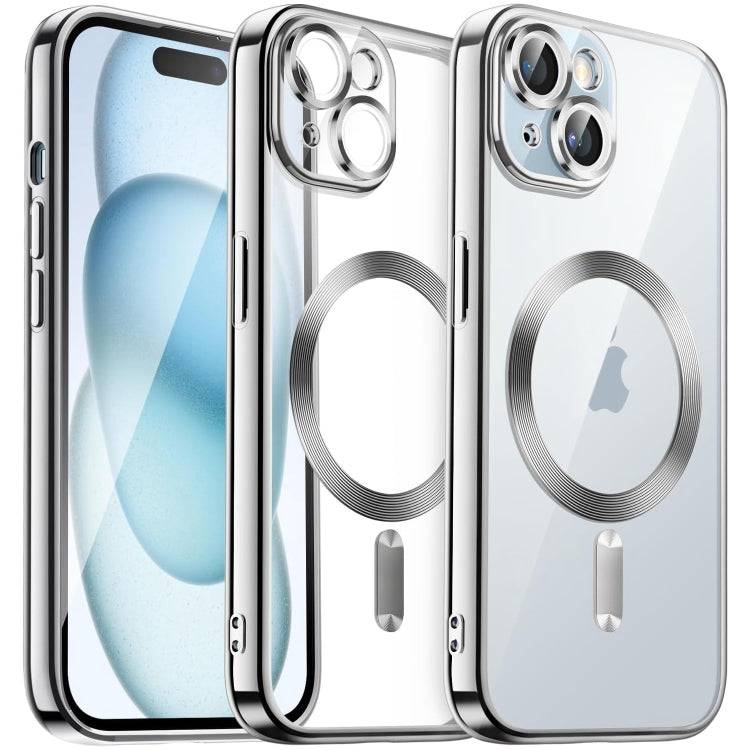 Transparent Electroplated Magsafe Magnetic TPU Phone Case, For iPhone 15 Pro, For iPhone 15, For iPhone 15 Plus, For iPhone 14 Plus