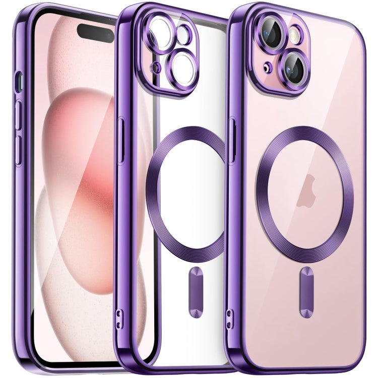 Transparent Electroplated Magsafe Magnetic TPU Phone Case, For iPhone 15 Pro, For iPhone 15, For iPhone 15 Plus, For iPhone 14 Plus