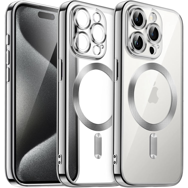 Transparent Electroplated Magsafe Magnetic TPU Phone Case, For iPhone 15 Pro, For iPhone 15, For iPhone 15 Plus, For iPhone 14 Plus