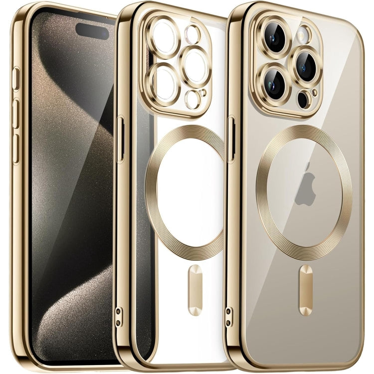 Transparent Electroplated Magsafe Magnetic TPU Phone Case, For iPhone 16 Pro Max, For iPhone 16 Pro, For iPhone 16, For iPhone 15 Pro Max