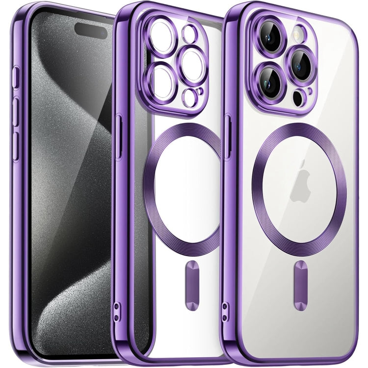 Transparent Electroplated Magsafe Magnetic TPU Phone Case, For iPhone 16 Pro Max, For iPhone 16 Pro, For iPhone 16, For iPhone 15 Pro Max