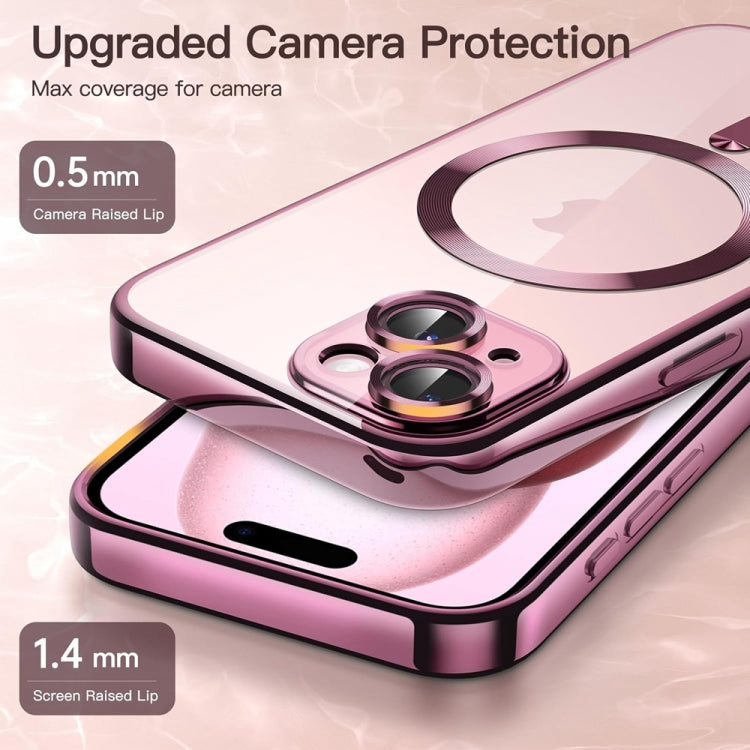 Transparent Electroplated Magsafe Magnetic TPU Phone Case, For iPhone 14, For iPhone 14 Pro, For iPhone 14 Pro Max