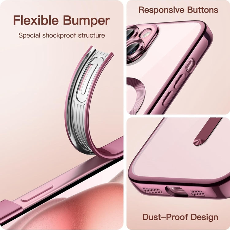 Transparent Electroplated Magsafe Magnetic TPU Phone Case, For iPhone 14, For iPhone 14 Pro, For iPhone 14 Pro Max