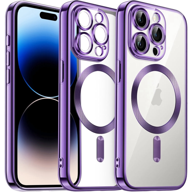 Transparent Electroplated Magsafe Magnetic TPU Phone Case, For iPhone 14, For iPhone 14 Pro, For iPhone 14 Pro Max