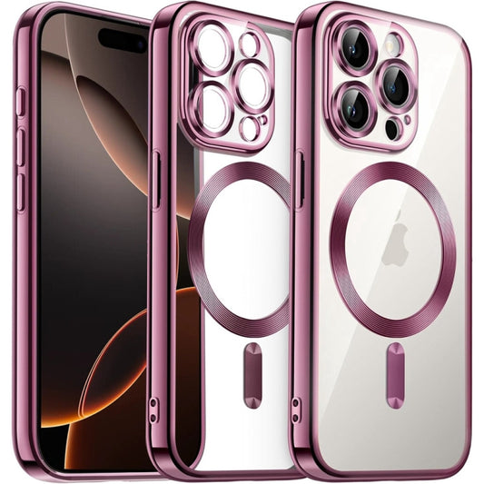 Transparent Electroplated Magsafe Magnetic TPU Phone Case, For iPhone 16 Pro Max, For iPhone 16 Pro, For iPhone 16, For iPhone 15 Pro Max