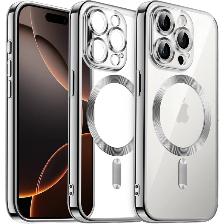 Transparent Electroplated Magsafe Magnetic TPU Phone Case, For iPhone 16 Pro Max, For iPhone 16 Pro, For iPhone 16, For iPhone 15 Pro Max