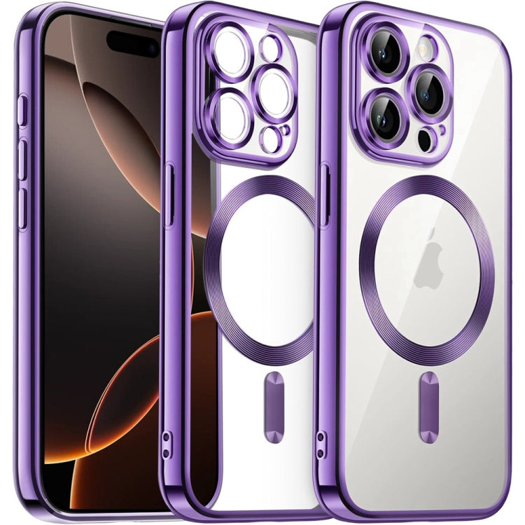 Transparent Electroplated Magsafe Magnetic TPU Phone Case, For iPhone 16 Pro Max, For iPhone 16 Pro, For iPhone 16, For iPhone 15 Pro Max