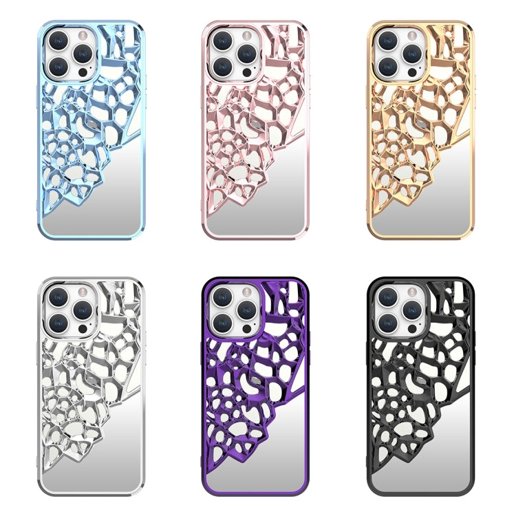 Mirror Style Hollow Heat Dissipation Electroplated TPU Phone Case, For iPhone 14, For iPhone 14 Pro, For iPhone 14 Pro Max, For iPhone 13 Pro Max