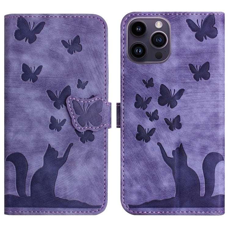 Butterfly Cat Embossing Flip Leather Phone Case, For iPhone SE 2022 / 2020 / 8 / 7, For iPhone 13 Pro Max, For iPhone 13 Pro, For iPhone 13