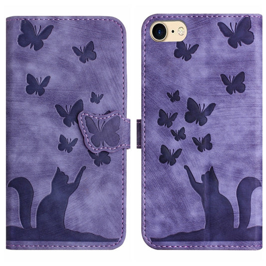 Butterfly Cat Embossing Flip Leather Phone Case, For iPhone SE 2022 / 2020 / 8 / 7, For iPhone 13 Pro Max, For iPhone 13 Pro, For iPhone 13