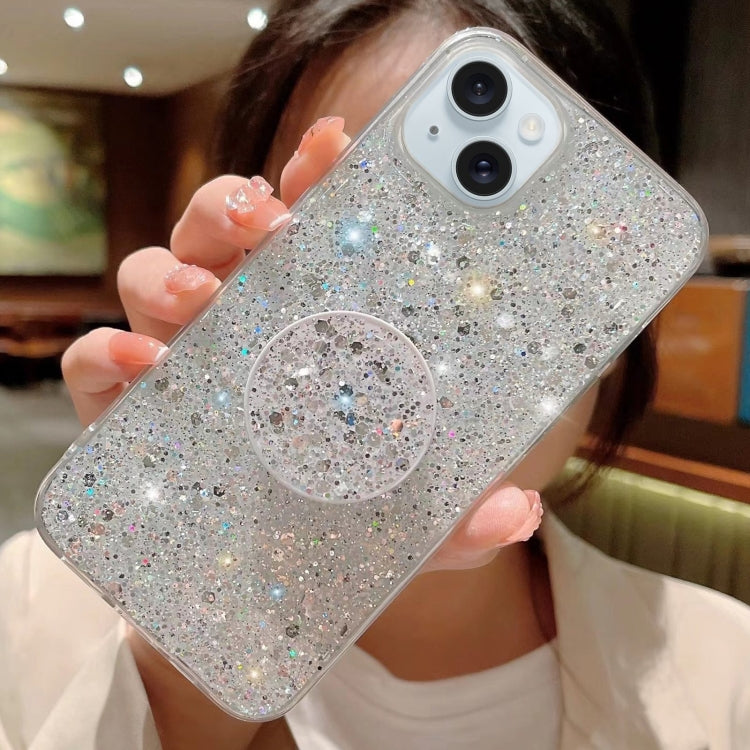 Starry Sequin Round Stand Epoxy TPU Phone Case, For iPhone 15 Pro Max, For iPhone 15 Pro, For iPhone 15 Plus, For iPhone 15, For iPhone 14 Plus, For iPhone 14