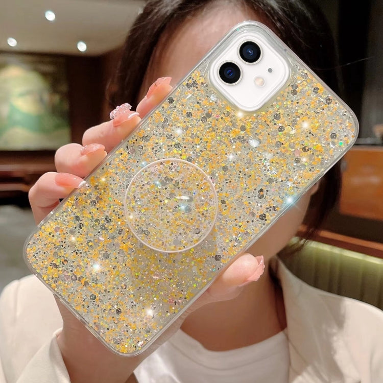 Starry Sequin Round Stand Epoxy TPU Phone Case, For iPhone 12, For iPhone 12 Pro Max, For iPhone 12 Pro, For iPhone 12 mini, For iPhone 11 Pro Max, For iPhone 11