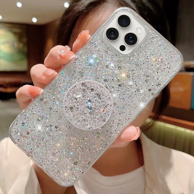 Starry Sequin Round Stand Epoxy TPU Phone Case, For iPhone 11 Pro