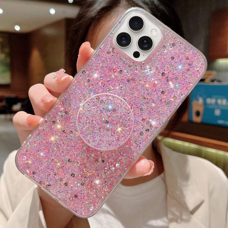 Starry Sequin Round Stand Epoxy TPU Phone Case, For iPhone 11 Pro