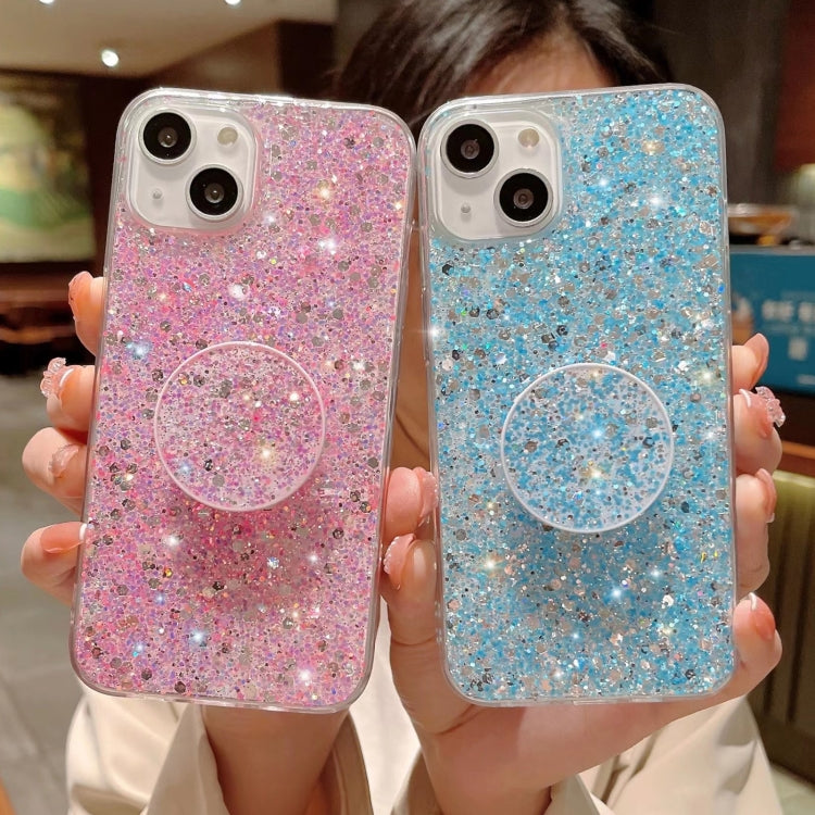 Starry Sequin Round Stand Epoxy TPU Phone Case, For iPhone 11 Pro