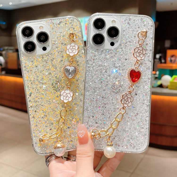 Starry Sequin Love Gem Chain Epoxy TPU Phone Case, For iPhone 11 Pro