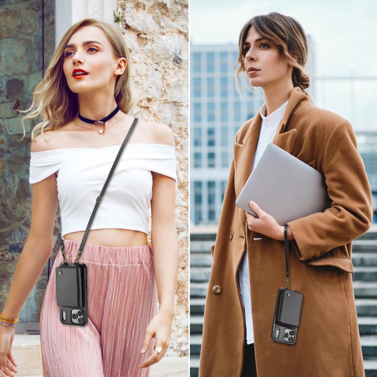 JEEHOOD C22 Series Zipper Wallet Leather Phone Case with Dual Lanyard, For iPhone 17 Pro Max, For iPhone 17 Pro, For iPhone Air, For iPhone 16 Pro Max