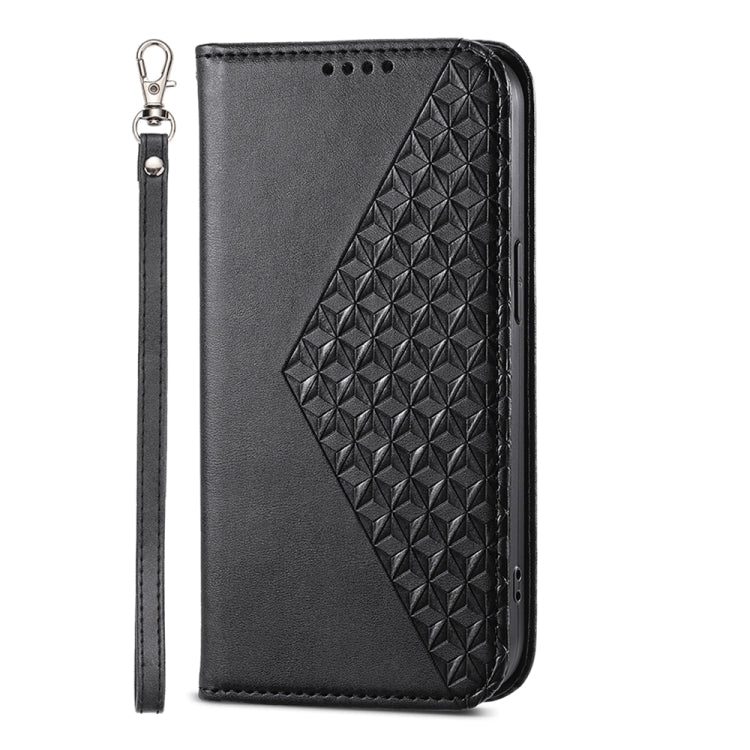 Cubic Grid Calf Texture Magnetic Leather Phone Case, For iPhone 15