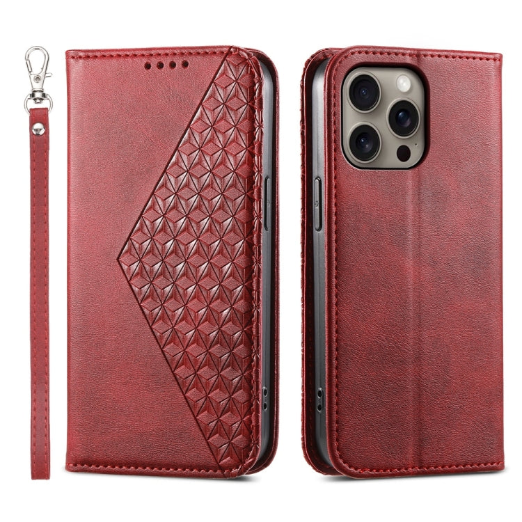 Cubic Grid Calf Texture Magnetic Leather Phone Case, iPhone 16e, For iPhone 16 Pro Max, For iPhone 16 Pro, For iPhone 16 Plus