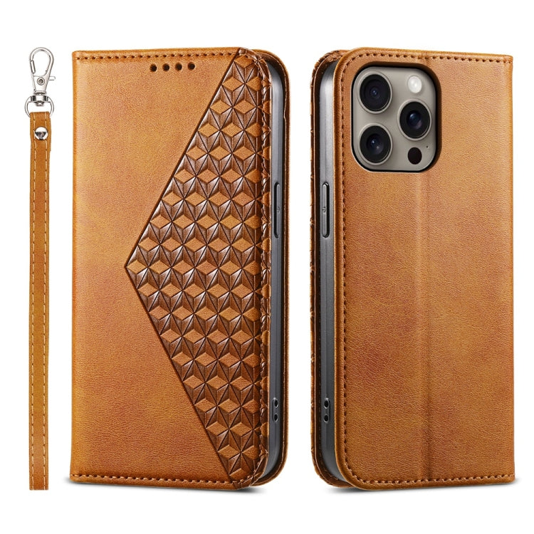 Cubic Grid Calf Texture Magnetic Leather Phone Case, iPhone 16e, For iPhone 16 Pro Max, For iPhone 16 Pro, For iPhone 16 Plus