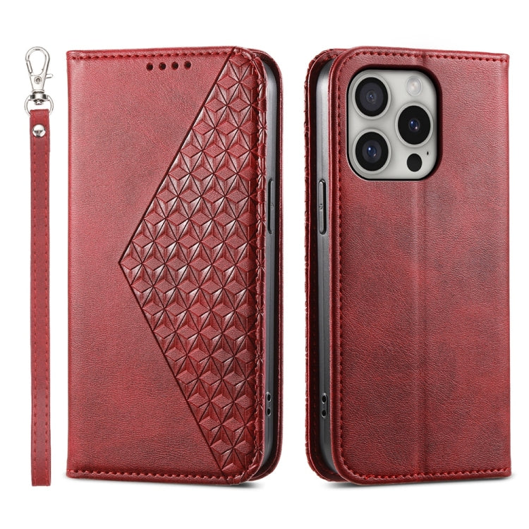 Cubic Grid Calf Texture Magnetic Leather Phone Case, iPhone 16e, For iPhone 16 Pro Max, For iPhone 16 Pro, For iPhone 16 Plus