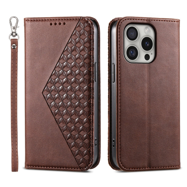 Cubic Grid Calf Texture Magnetic Leather Phone Case, iPhone 16e, For iPhone 16 Pro Max, For iPhone 16 Pro, For iPhone 16 Plus