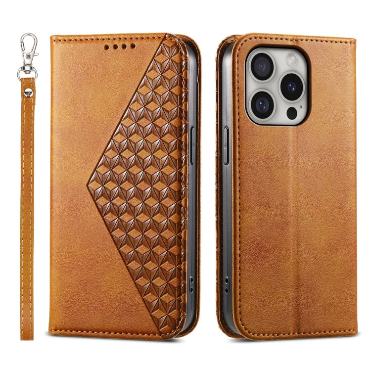 Cubic Grid Calf Texture Magnetic Leather Phone Case, iPhone 16e, For iPhone 16 Pro Max, For iPhone 16 Pro, For iPhone 16 Plus