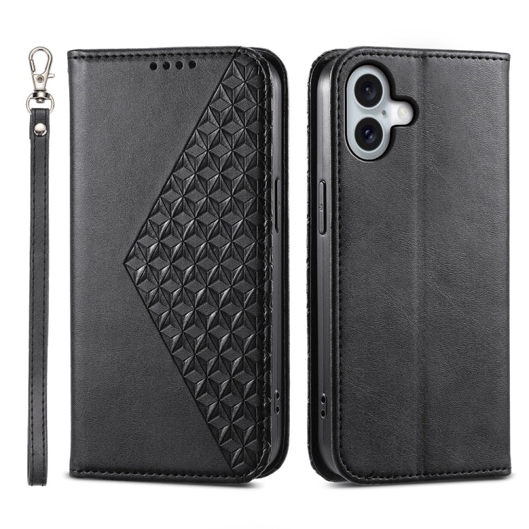 Cubic Grid Calf Texture Magnetic Leather Phone Case, iPhone 16e, For iPhone 16 Pro Max, For iPhone 16 Pro, For iPhone 16 Plus