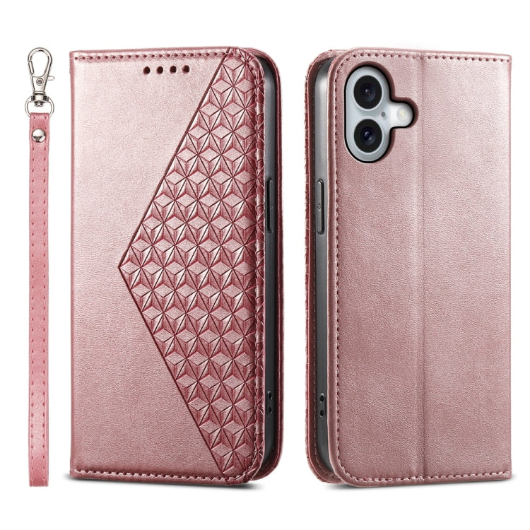 Cubic Grid Calf Texture Magnetic Leather Phone Case, iPhone 16e, For iPhone 16 Pro Max, For iPhone 16 Pro, For iPhone 16 Plus