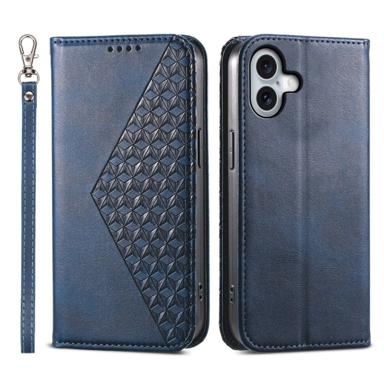 Cubic Grid Calf Texture Magnetic Leather Phone Case, iPhone 16e, For iPhone 16 Pro Max, For iPhone 16 Pro, For iPhone 16 Plus